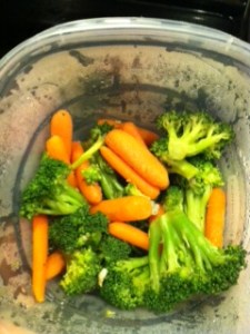Leftover broccoli and carrots. Delish!