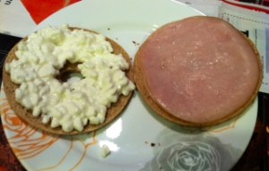 Cottage cheese and turkey bagelwich!
